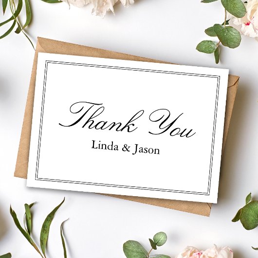 ホワイト クラシック スクリプト 結婚式 御礼 カード