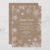 ホワイト&クラフトスノーフレークスウィンターブライダルシャワー 招待状 (正面/裏面)