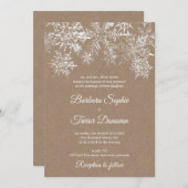 ホワイト&クラフト雪の結晶クリスマスウィンターウェディング 招待状 (正面/裏面)