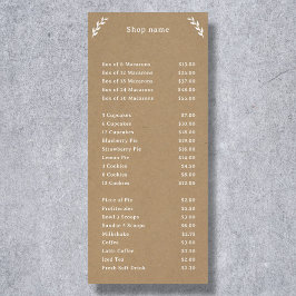 ホワイト、クラフト&ルースティック メニュー&価格表ラックカード ラックカード