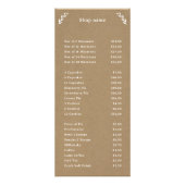 ホワイト、クラフト＆ルースティック メニュー＆価格表 ラックカード (正面)