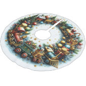 ホワイト・クリスマスに水彩列車 ブラッシュドポリエステルツリースカート (アングル)