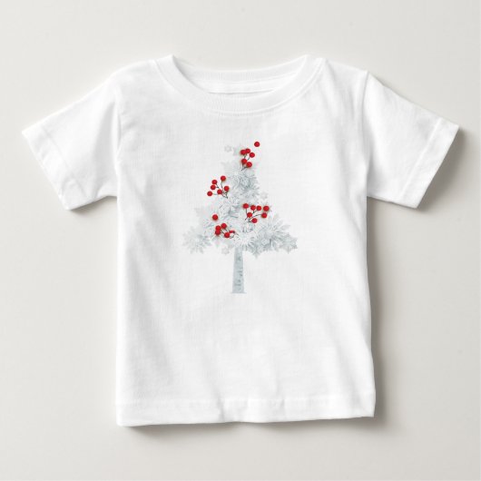 ホワイト クリスマスツリー ベビーTシャツ (正面)