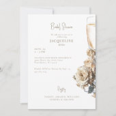 ホワイト&クリームドライバラシャンパンブライダルシャワー 招待状 (正面)