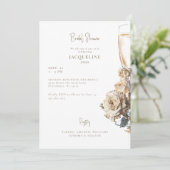 ホワイト&クリームドライバラシャンパンブライダルシャワー 招待状 (スタンド正面)