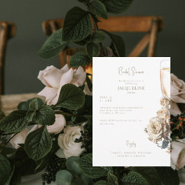 ホワイト&クリームドライバラシャンパンブライダルシャワー 招待状