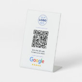 ホワイト クリーン Google レビュー QR コード ロゴ 台座サイン (正面)