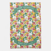 ホワイト・グイタリアンレイハウンドまたはホイッペット・フローラ キッチンタオル (縦)