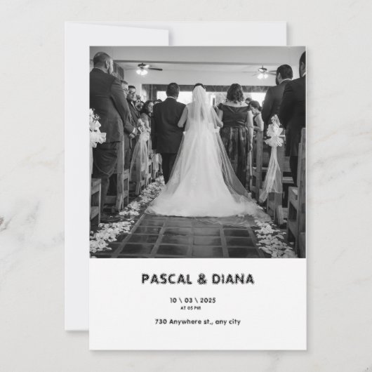 ホワイト グラデーション ウェルカム ウェディングへ 招待状 (正面)