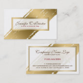 ホワイト&グランジ金ゴールドストライプモダンデザイン 名刺 (正面/裏面)