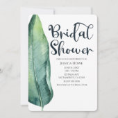 ホワイト&グリーントロピカルリーフクラスブライダルシャワー 招待状 (正面)