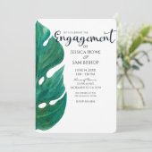 ホワイト&グリーントロピカルリーフクラス婚約 招待状 (スタンド正面)