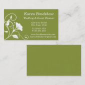 ホワイト&グリーンフローラウェディングプランナー名刺 名刺 (正面/裏面)