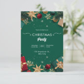 ホワイト&グリーンモダンメリークリスマス 招待状 (スタンド正面)
