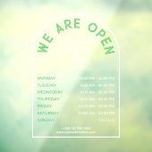 ホワイト グリーン アーチ型フレーム 営業時間 ロゴ ウィンドウサイン (シート3)