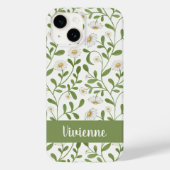 ホワイト グリーン ヒマワリ 水彩 野の花 名前 Case-Mate iPhoneケース (裏面)