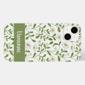 ホワイト グリーン ヒマワリ 水彩 野の花 名前 Case-Mate iPhoneケース (裏面 (横))