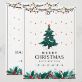 ホワイト・グリーン・レッド・メリー・クリスマス・ポスター シーズンカード (正面/裏面)