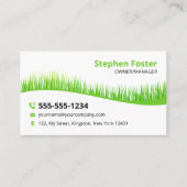 ホワイト グリーン 芝生 手入れ 造園 刈り取り 芝生管理 名刺 (正面)