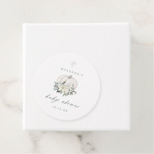 ホワイト&グレーカボチャ赤ちゃんシャワー フェイバータグ (インサイチュ)