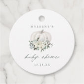 ホワイト&グレーカボチャ赤ちゃんシャワー フェイバータグ (正面)