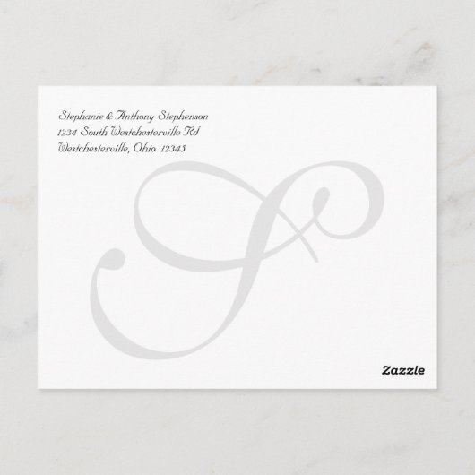 ホワイト/グレーダマスク結婚式サンキューカード3枚 ポストカード (裏面)