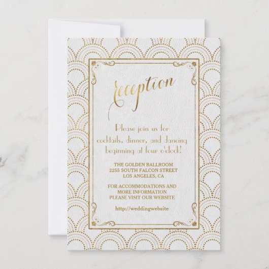 ホワイト グレートギャツビー アートデコ ゴールド レセプション 招待状 (正面)