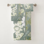 ホワイト&グレーフローラレースモノグラムバスタオル バスタオルセット (インサイチュ)