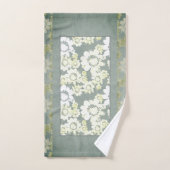 ホワイト&グレーフローラレースモノグラムバスタオル バスタオルセット (ハンドタオル)