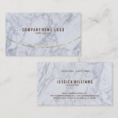 ホワイト&グレー大理石フェイク金ゴールドアクセント 名刺 (正面/裏面)