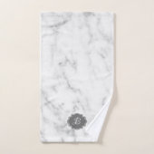 ホワイト&グレー大理石モノグラム バスタオルセット (ハンドタオル)