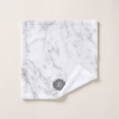 ホワイト&グレー大理石モノグラム バスタオルセット (ウォッシュタオル)