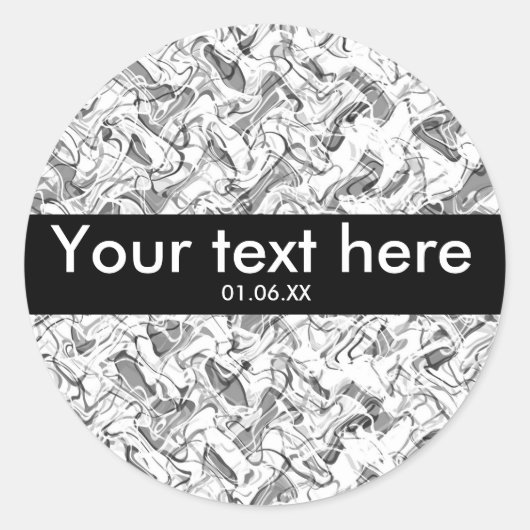 ホワイト&グレー抽象芸術煙グランジ男の子シール ラウンドシール (正面)