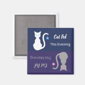 ホワイト/グレー猫リマ食べ物を与えームマグネット マグネット (正面/裏面)