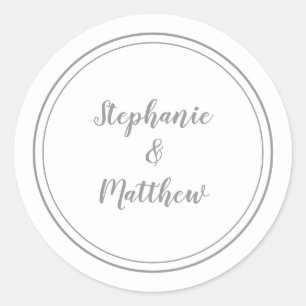 ホワイト&グレー結婚ミニマルの新郎新婦のお願い ラウンドシール