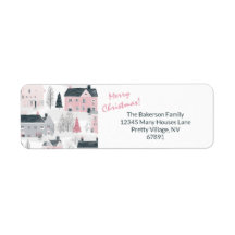 ホワイト、グレー、ピンクのクリスマスヴィンテージハウス