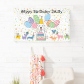 ホワイト コッカプー キャバプー 犬の誕生日パーティー 横断幕 (インサイチュ)
