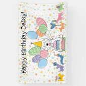 ホワイト コッカプー キャバプー 犬の誕生日パーティー 横断幕 (縦)