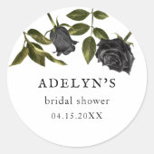 ホワイト ゴシック ブライダルシャワー ブラックローズ ラウンドシール (正面)