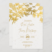 ホワイト ゴールデン モダン 招待状 (正面/裏面)