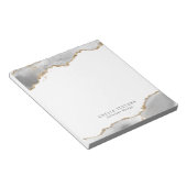 ホワイト＆ゴールドのアゲート ビジネス ノートパッド (アングル)