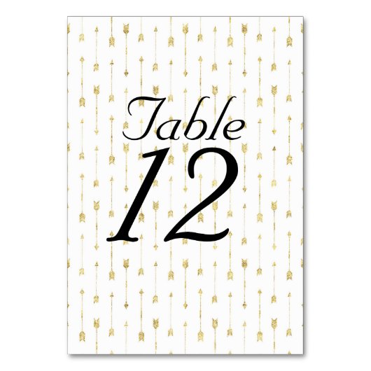 ホワイト＆ゴールドのアロー柄 テーブルナンバー (正面)