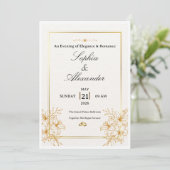ホワイト×ゴールドのエレガントな結婚式招待状テンプレート | 招待状 (スタンド正面)