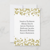 ホワイト＆ゴールドのコンフェッティテーブル番号座席表 招待状 (裏面)