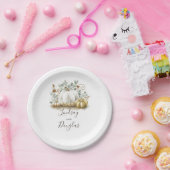 ホワイト&ゴールドのパンプキン 秋の収穫 ペーパープレート (パーティー)