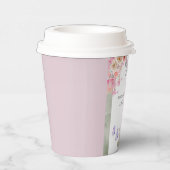 ホワイト＆ゴールドの水彩画の結婚前お披露目パーティーの招待状 紙コップ (右)