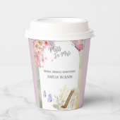 ホワイト＆ゴールドの水彩画の結婚前お披露目パーティーの招待状 紙コップ (正面)