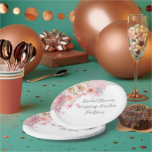 ホワイト＆ゴールドの水彩画 ブライダルシャワーの招待状