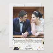 ホワイト×ゴールドの結婚報告フォト 招待状 (裏面)