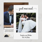 ホワイト×ゴールドの結婚報告フォト 招待状 (正面/裏面)